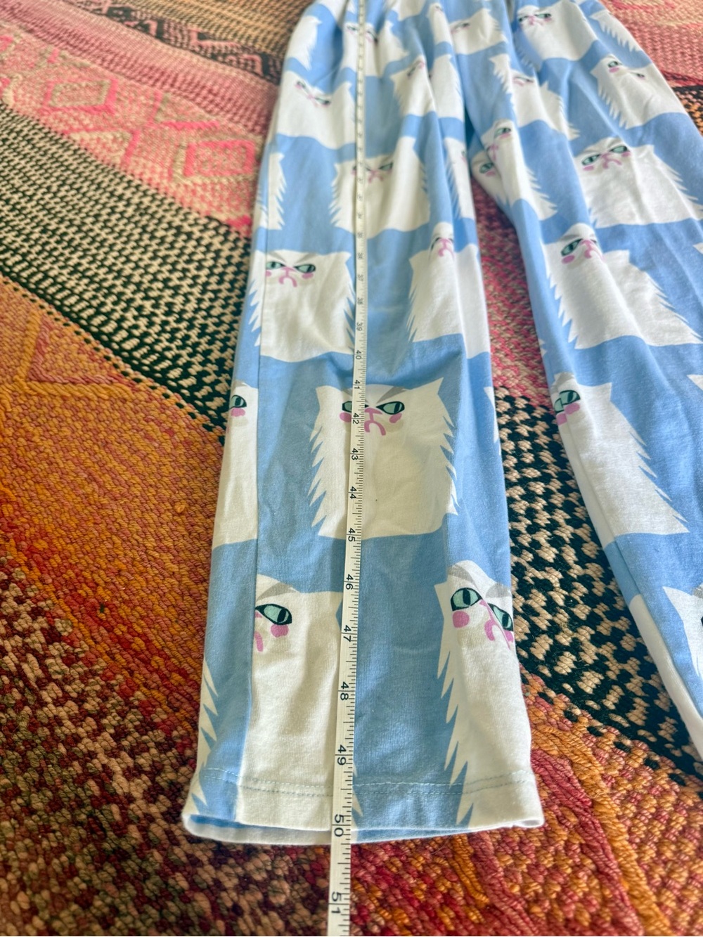 Nooworks Light Blue Cat Print Skinny Jumpsuit grumpy romper overalls - Picture 9 of 12